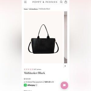 Poppy & Peonies Multitasker Tote Bag - Black NEW